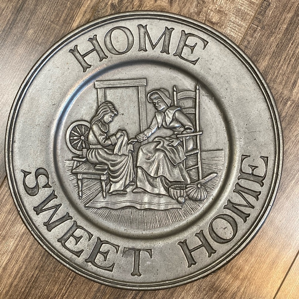 Vintage Sexton Pewter Decorative Plate Home Sweet Home 10”